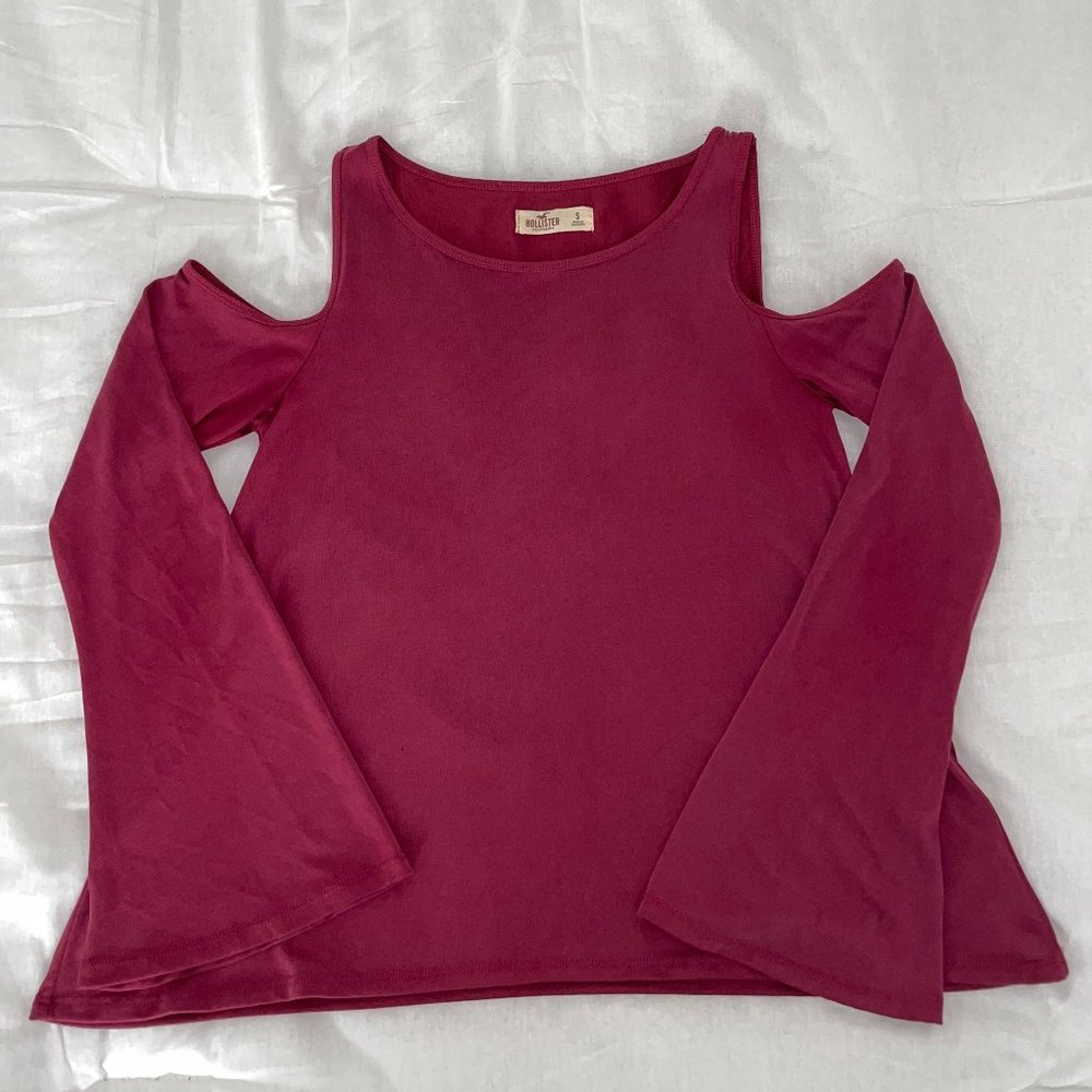 Hollister Maroon Cold Shoulder Top